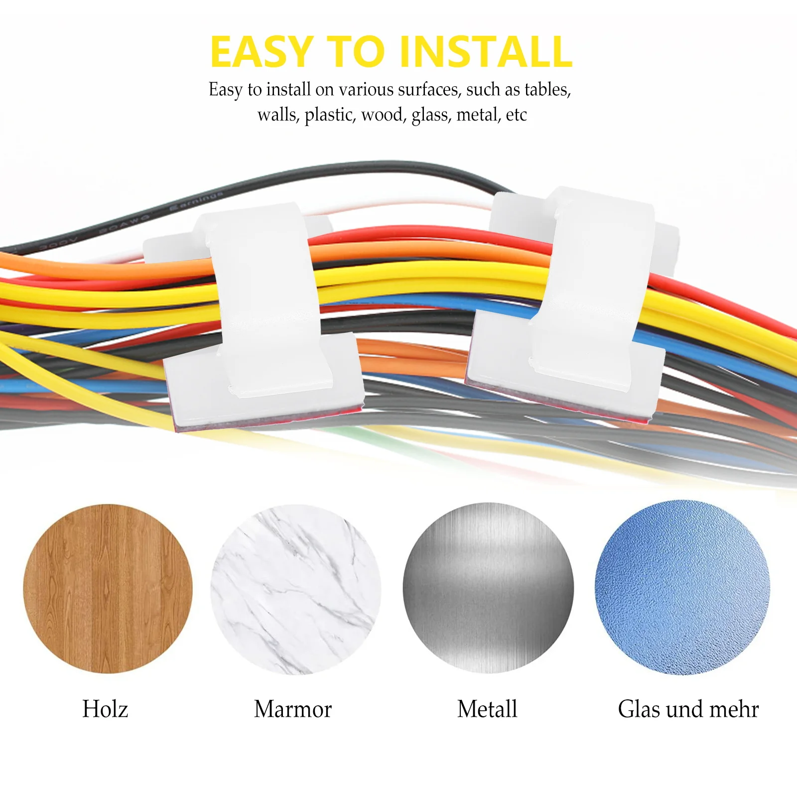 

120Pcs White Adhesive Cable Clips Durable Wire Organizer for Home Car Office Cable Management Wire Clips Cord Holders