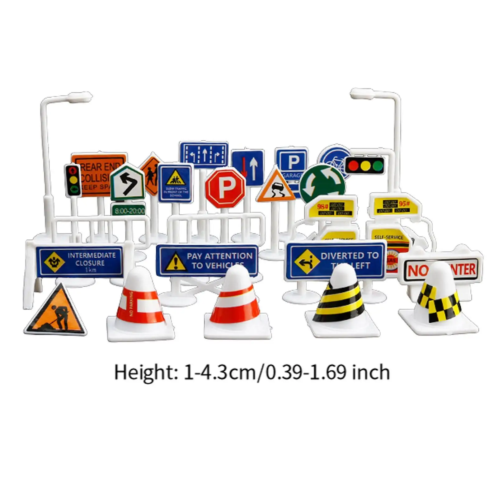 28x 1/64 Street Road Signs Playset treni collezioni architettoniche Layout decorazione giardino segnale stradale traffico giocattoli Decor