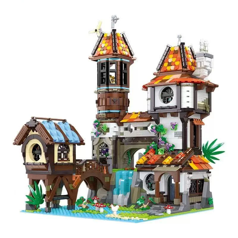

Medieval castle building model educational toys, street scene series building blocks toys, holiday gifts for children and adults
