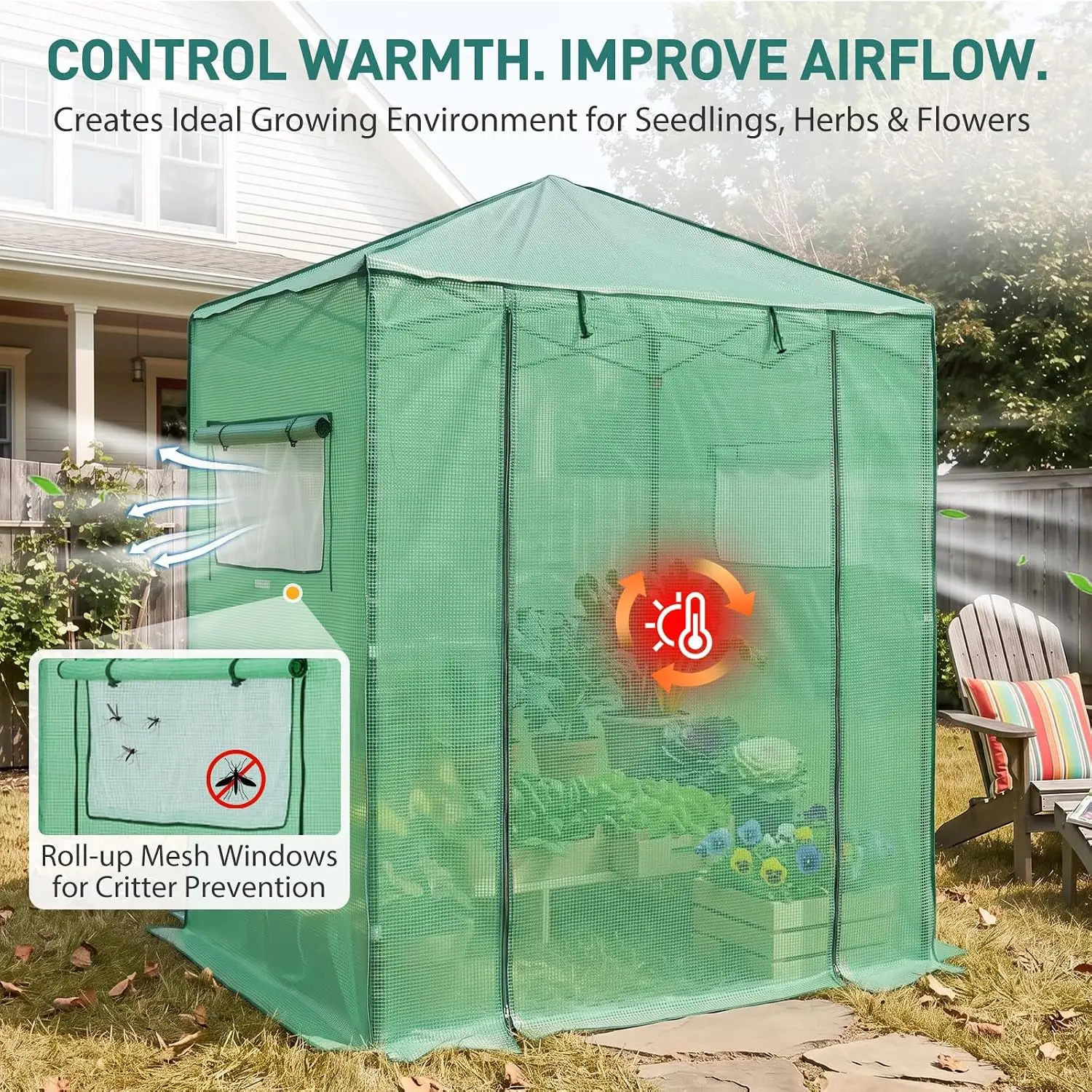 Small 6x4 Pop-Up Greenhouse with Easy Setup, Clear and Green