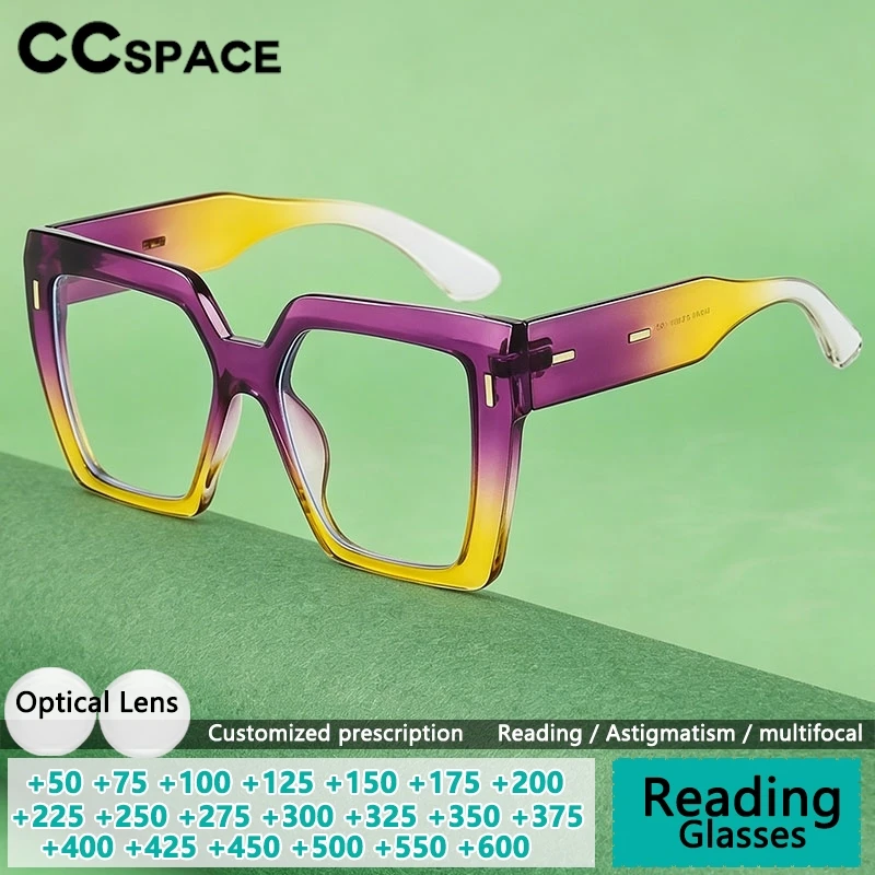 Lunettes de vue pour femmes, lunettes de lecture carrées surdimensionnées, couleur dégradée, anti-lumière bleue, presbytie