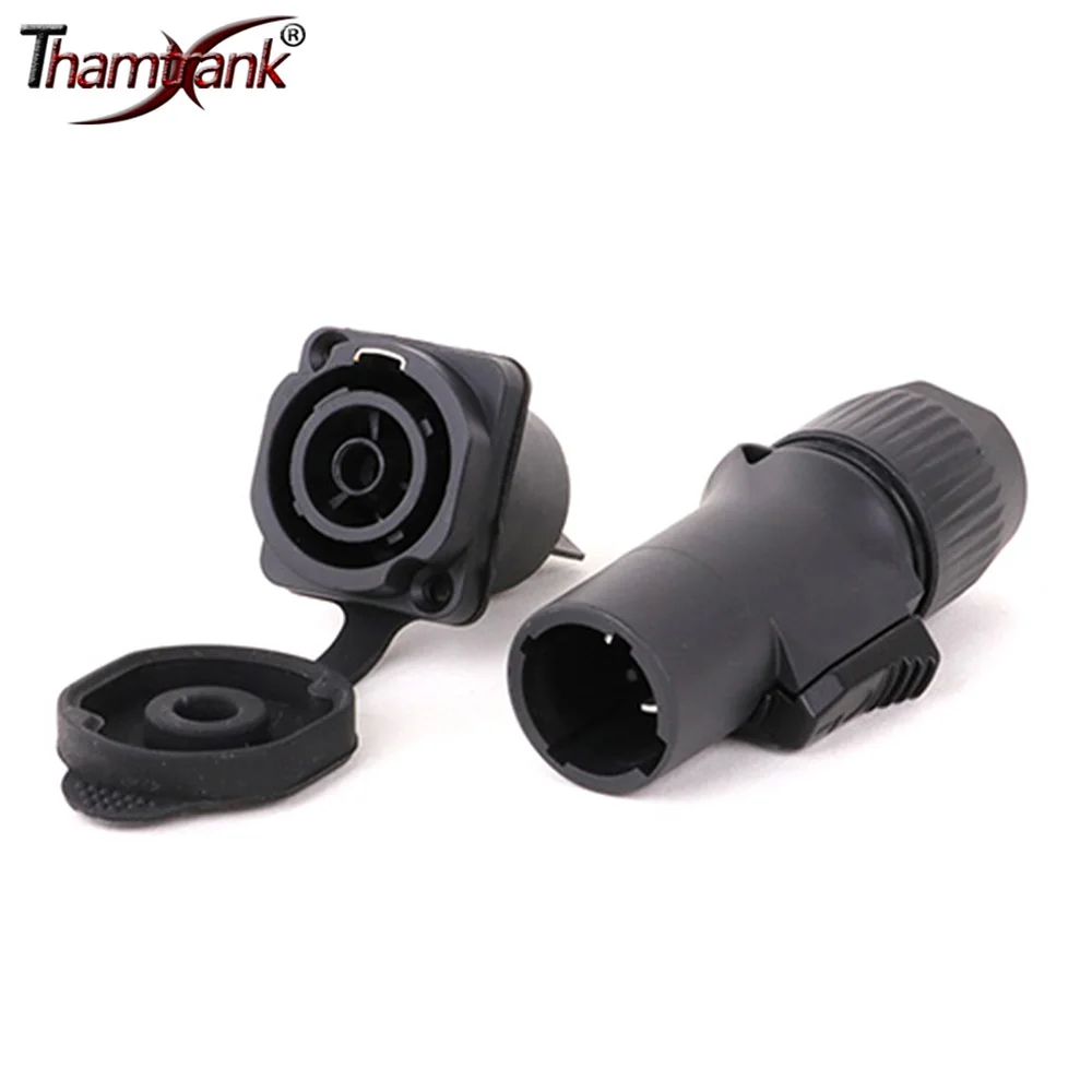 1pc Black Output 3Pins Waterproof Powercon True Locking Male Plug Female Jack Chassis Cable Audio Wire Connectors