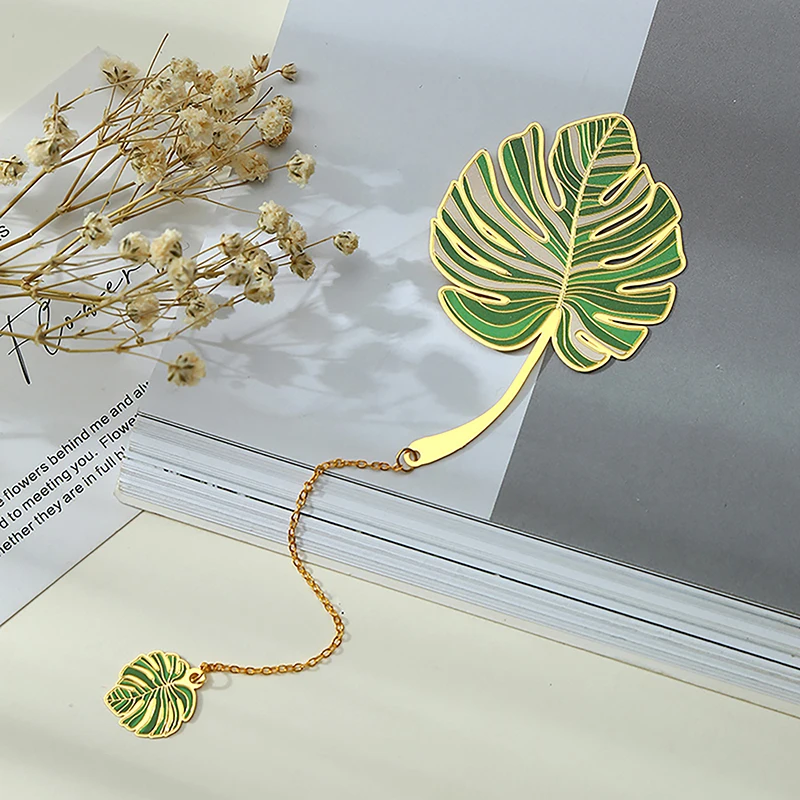 1PC Exquisite Lotus Leaf Vein Metal Bookmark Chinese Style  Bookmarks Tassel Pendant Student Gift School Stationery
