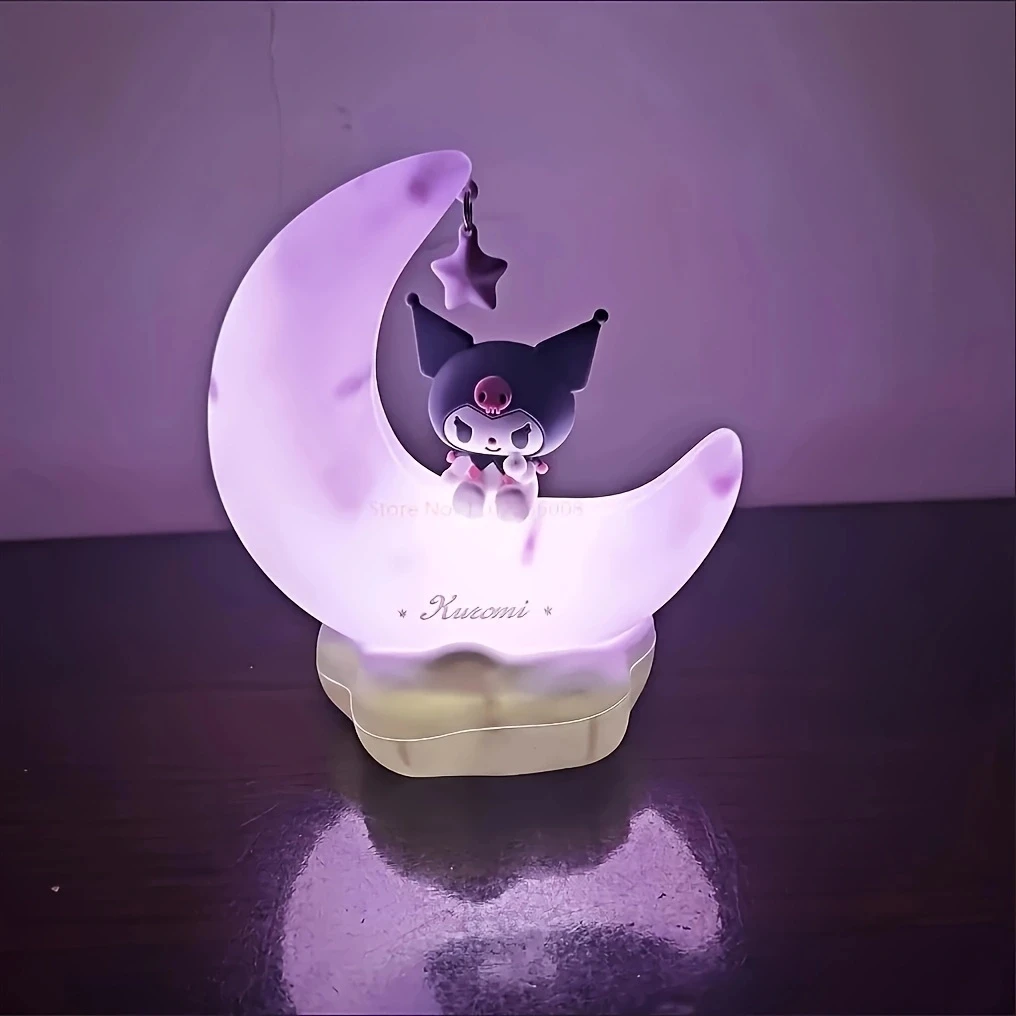 Sanurgente Kuromi Cinnamonroll Moon LED Light, Kawaii 3D Cartoon Ornement, Cute Beauty Bedroom Night Light, oral et Decor Lamp, Gifts