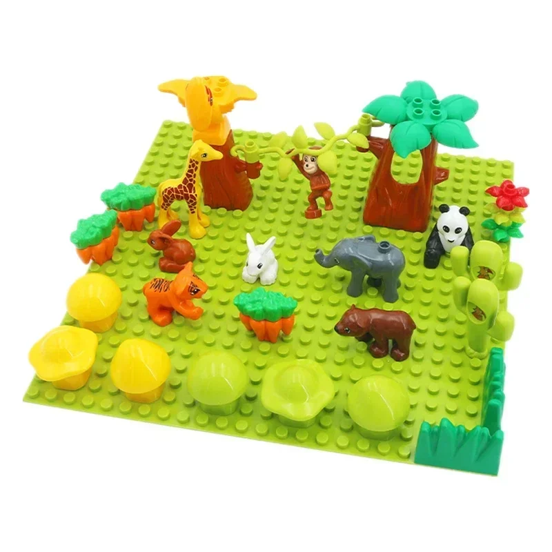 Big Building Blocks Outdoor Forest Plant Series Flower Grass Tree Farm Adornment Accessories Compatible Scenes Toys Kids Bricks