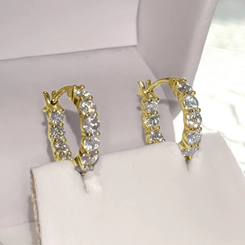 Rrjzz Funkelnde 3,8 mm Moissanit-Creolen in D-Farbe für Damen, 5,72 Karat VVS1, im Labor hergestellte Diamantohrringe, GRA-Schmuck, Geschenk – Detail 5