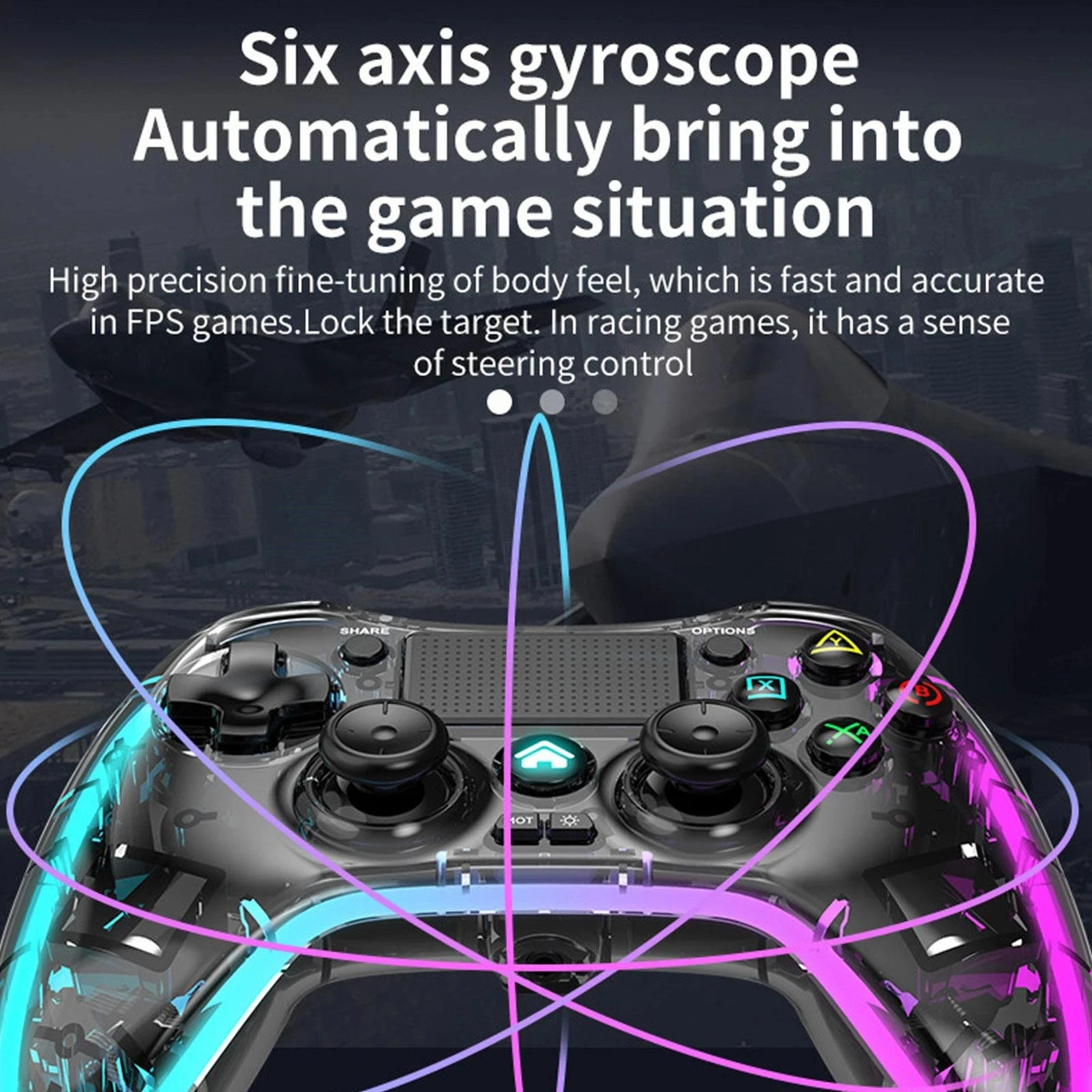 NEW 2.4G Wireless Bluetooth Game Controller For Switch PC TV for PS4 Joystick Gamepad Breathing Lamp Crystal Transparent Case