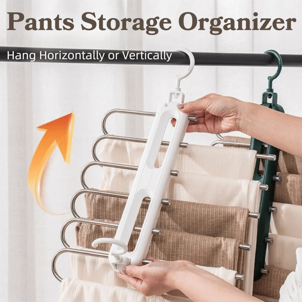 

Compact Multi Layer Folding Pants Hangers Durable 6 Layers Clothes Rack Organizer Convenient Space Saving Trouser Hangers Dorm