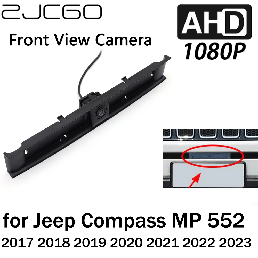 ZJCGO Front View LOGO Parking Camera AHD 1080P Night Vision for Jeep Compass MP 552 2017 2018 2019 2020 2021 2022 2023