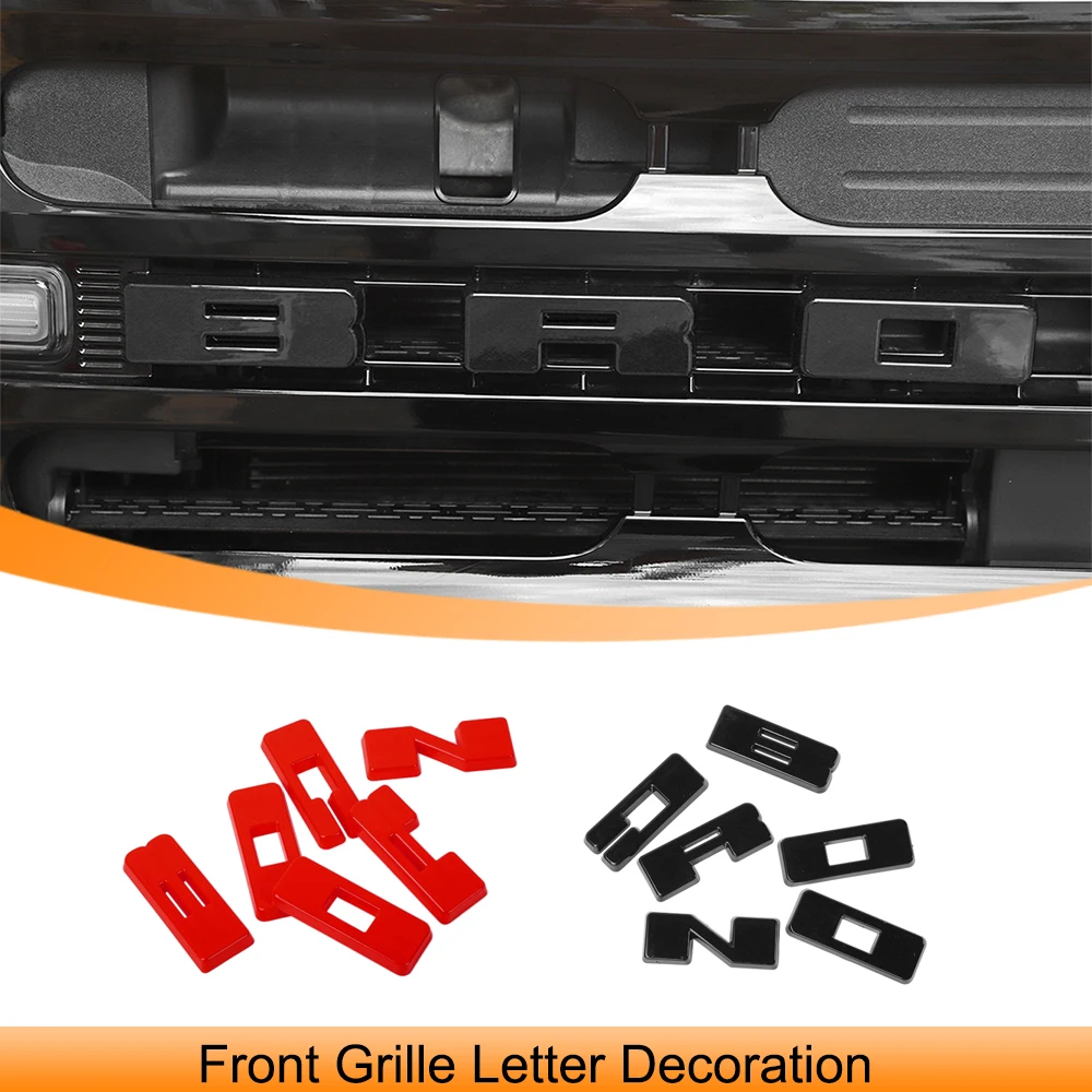 

Car Front Bumper Grille Letter Emblem Decoration Cover Trim Stickers for Ford Bronco 2021 2022 2023-2025 Exterior Accessories