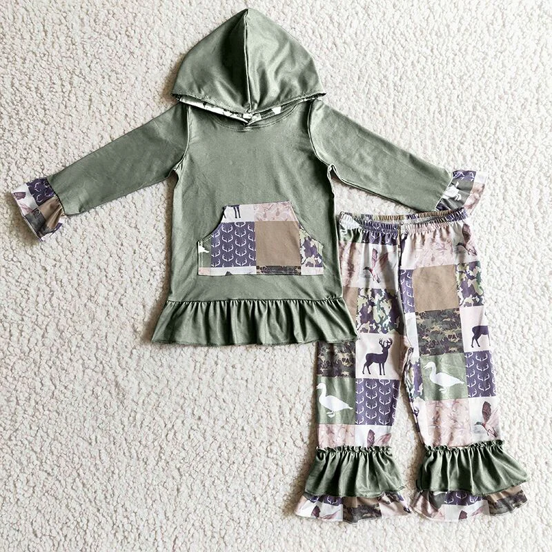 

Hot Sale Baby Girl Clothes Hoodies Set Duck Deer Print Boutique Kids Sibling Girls Outfits Fashion Toddler Boys Hooded Clothing
