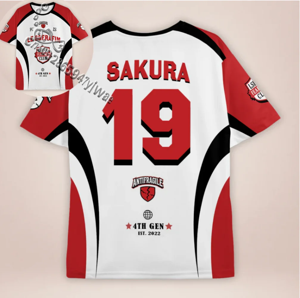 2026 Summer Women's Men's Kpop Fashion Jersey Sakura Fans Graphic Short Sleeved Tee Kpop Fans Gift T-Shirt