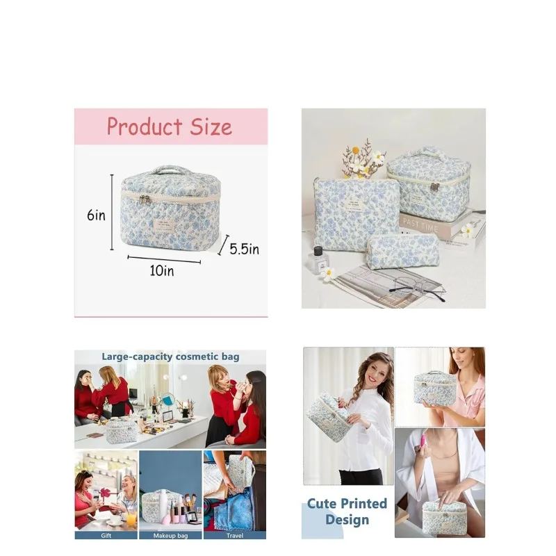 

Модная женская косметичка с цветочным принтом, хлопковая косметичка, женская косметичка для хранения, тканевая сумка, портативная косметичка для девочек