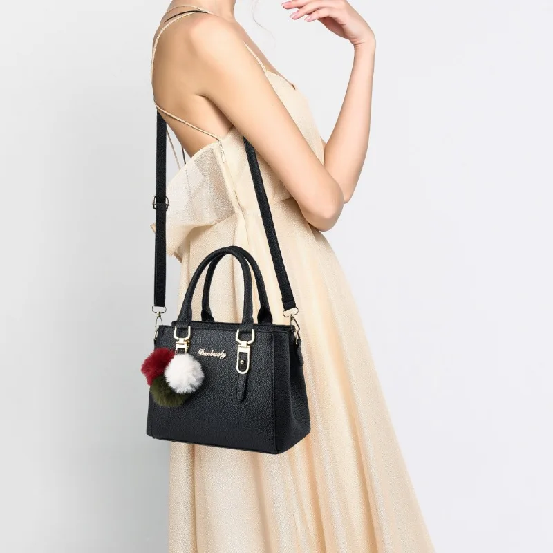 Women Fashion Letter Decor Handbag Lady Faux Leather Crossbody Bag Female Retro Top Handle Satchel Purse