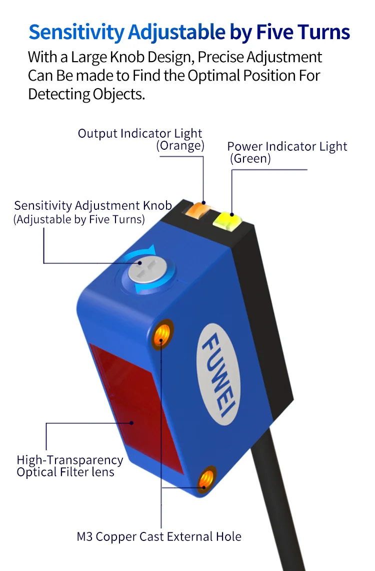 FUWEI FJN10-05PI Line-Shaped Spot Ranging Photoelectric Infrared Sensor Switch Visible Light Laser Sensor 12 ~ 24V DC Sensor – Detail 6