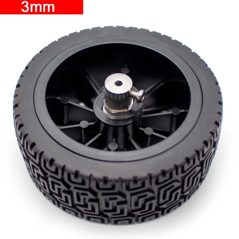 85MM Diameter Black Rubber Tire Self-Balancing Trolley Robot Trolley Wheels Sponge Inner Liner with Metal Coupling