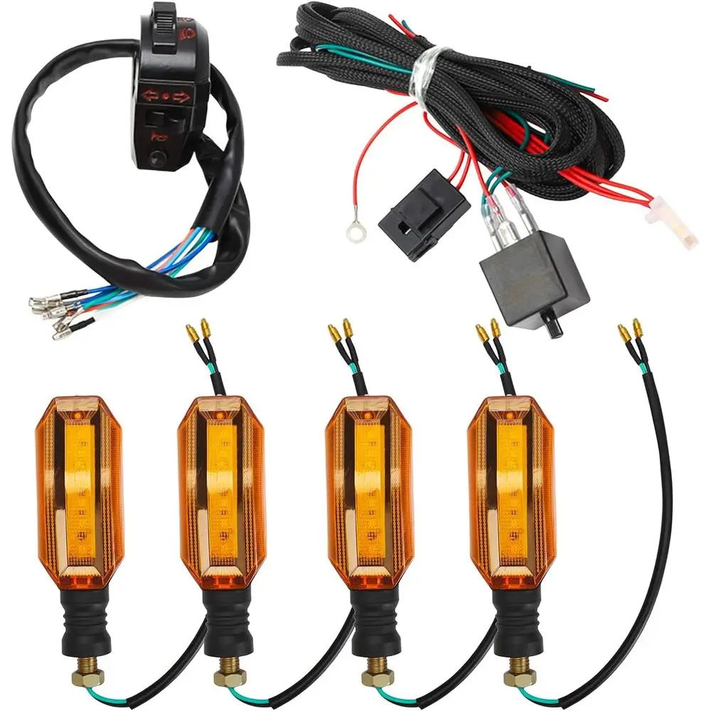 

Светодиодные указатели поворота для мотоцикла с комплектом проводки, реле и переключателем