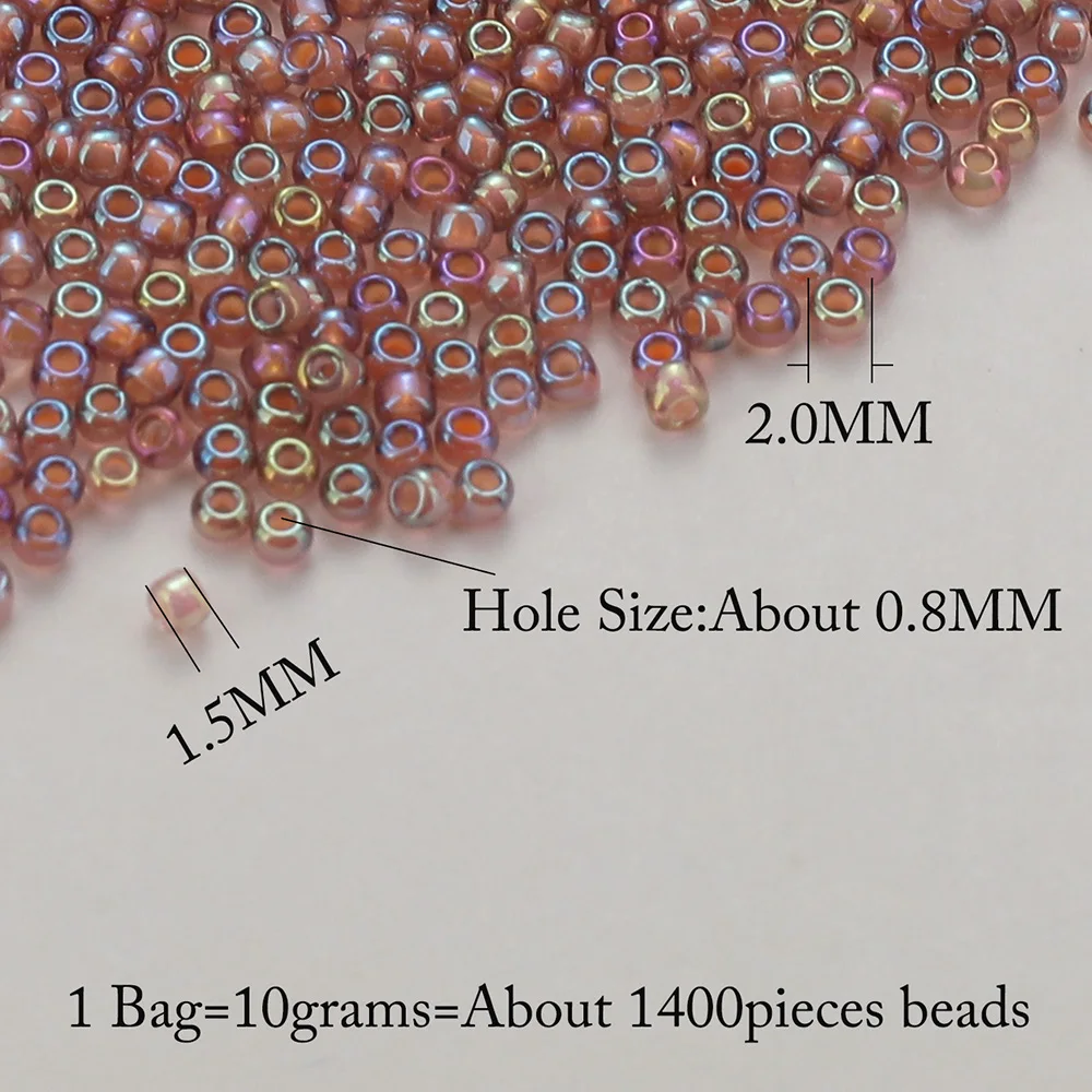 1400 Pieces 2.0mm Glass Round Seeds Beads Ins Style Loose Beads Diy Handmade Beading Accessories 10grams/Bag