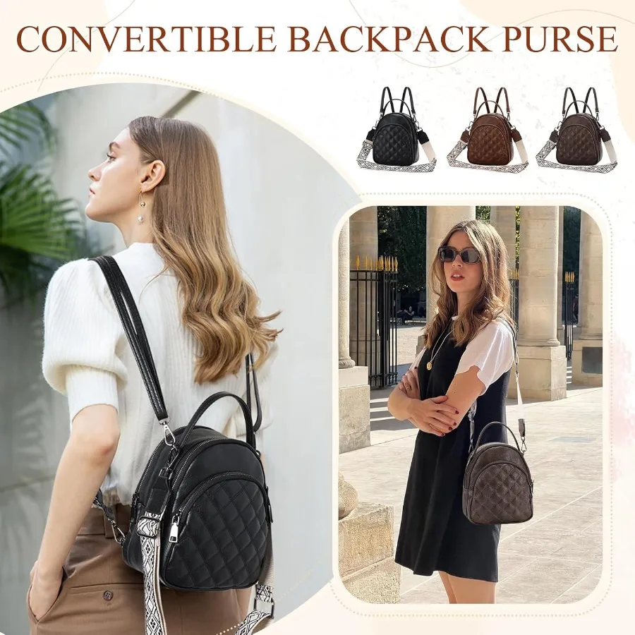 حقيبة ظهر VX VONXURY Mini حقيبة كتف نسائية عصرية قابلة للتحويل مع حزام جيتار