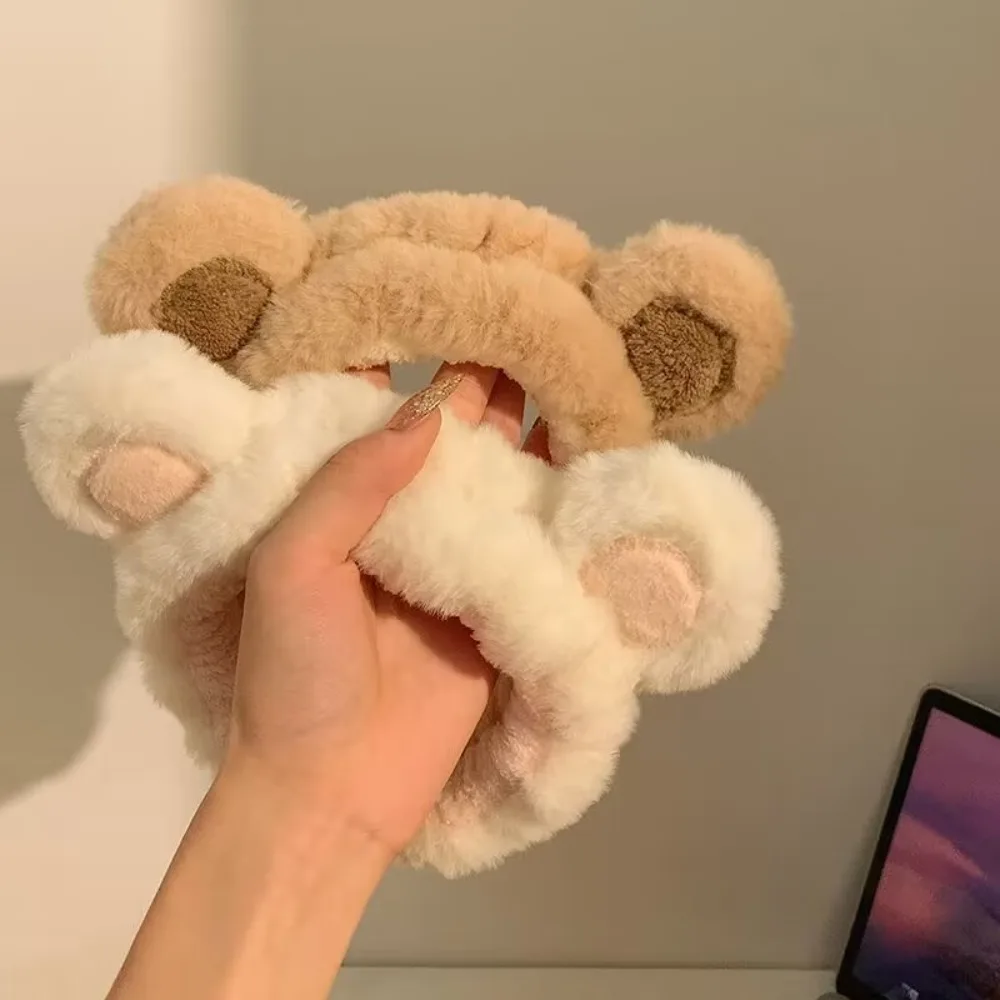 Copricapo durevole Fascia per il lavaggio del viso in peluche Orecchie da orsetto Accessori per capelli per feste in peluche Copricapo per lavaggio del viso