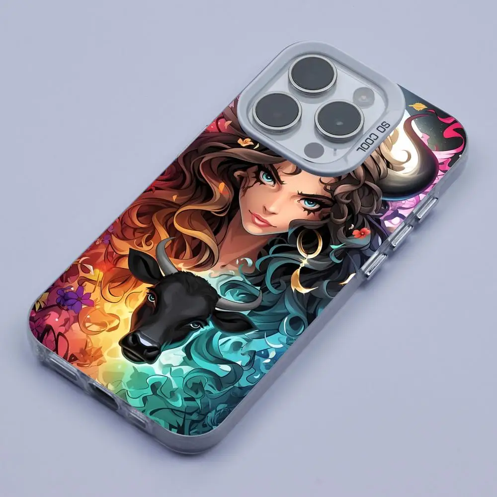 

Чехол для мобильного телефона Zodiac Sign Taurus для iPhone 17, 16, 15, 14, 13, 12, 11 X XR XS 8 7 Pro Max Plus, полупрозрачный белый чехол для смартфона