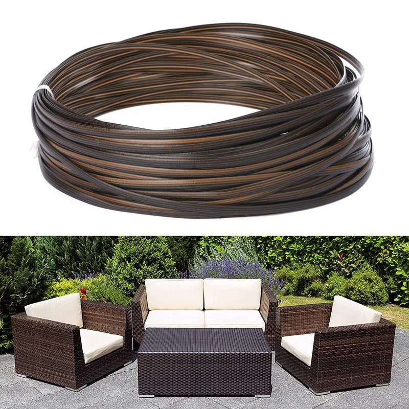 Coffee Gradient Flat Synthetic Rattan Weaving Material Plastic Rattan For Knit And Repair Chair Table Storage Basket