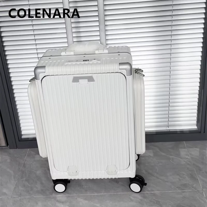 COLENARA Multifunctional Suitcase USB Charging Front Opening Boarding Box Laptop Trolley Case 20"24 Inch Carry-on Travel Luggage