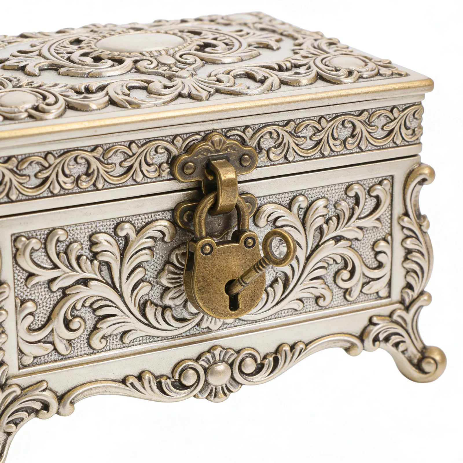5Pcs Vintage Jewelry Box Mini Padlocks Small Locks Bear Head Latch Keys Diary Notebook Suitcase Backpack Decorative