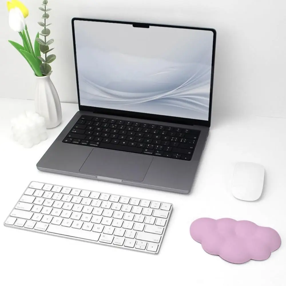 Bantalan Sandaran Tangan Keyboard Berbentuk Awan Bantalan Katun Memori Tahan Air Bantal Tangan 3D Penyangga Keyboard Nyaman Alat Mengetik