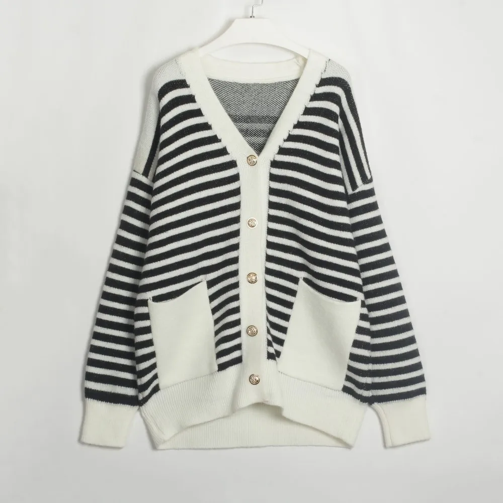 Wixra 2023 Cardigan Women Lovely Cosy Fashion All-match Patchwork  Style Ins New Arrival Stripe Simple Popular Trendy