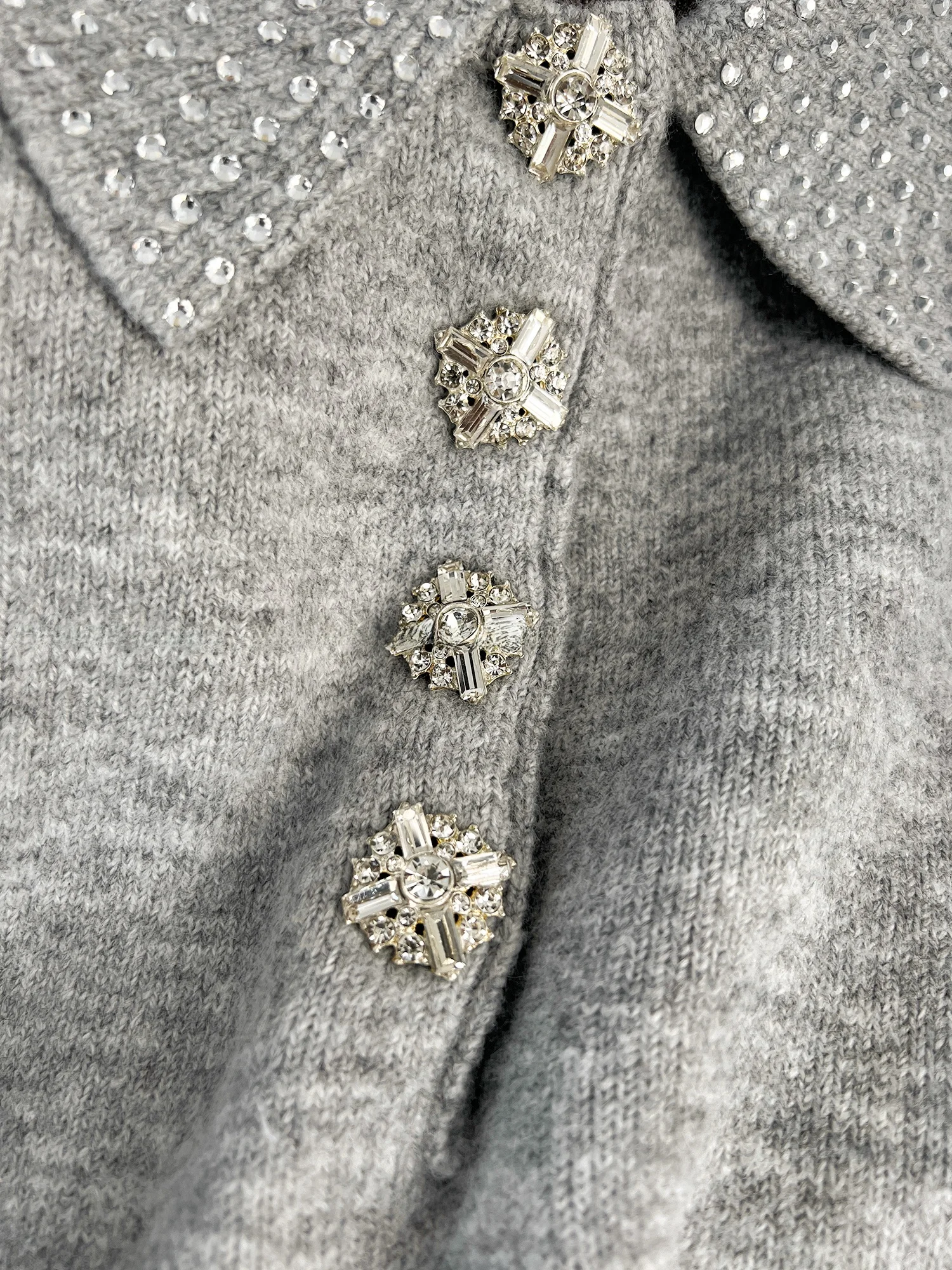 Cseta de Punto  Corta con Adornos de Diamantes, Estilo Coreano, Informal, Veraniega, Nueva, E y Versátil, para ...