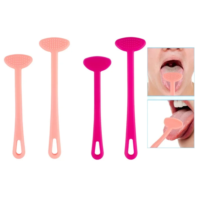 2pcs Tongue Scraper Cleaners Reusable Oral Health Cleaning Brush Hygiene Care Toothbrush Mouth Fresh Breath Scraping