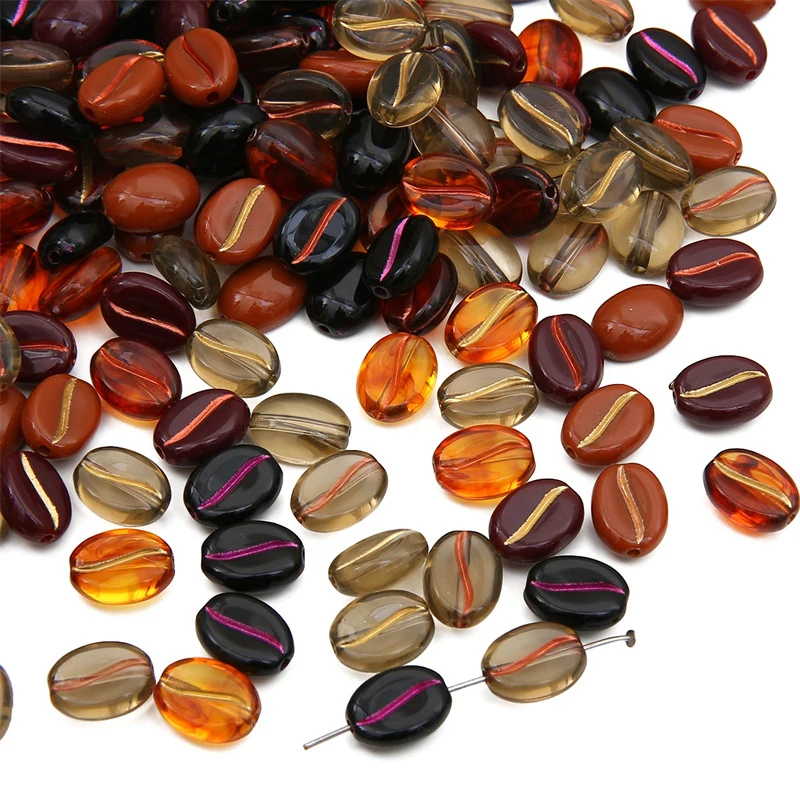 30pcs 11x8mm Acrylic Coffee Bean Beads For Necklace Bracelet Earring DIY Jewelry Making Beads