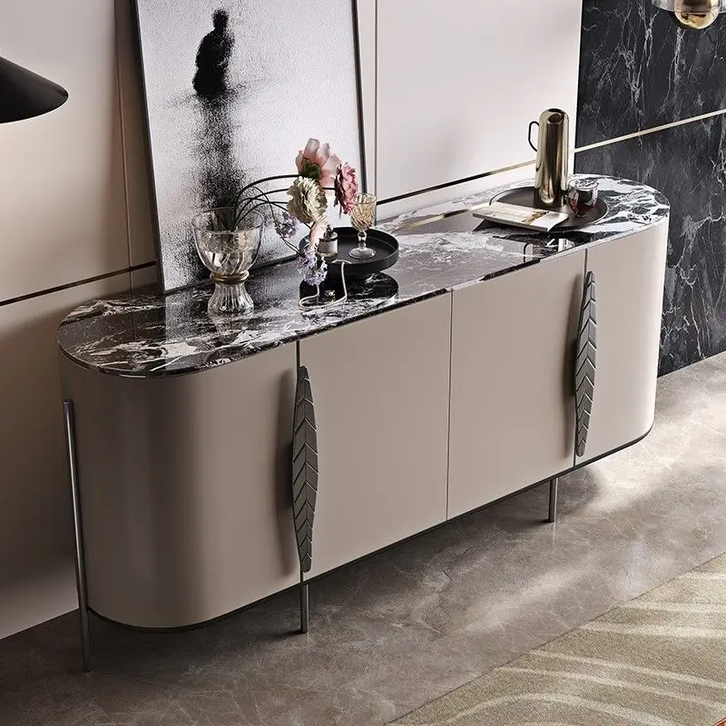 wood dining side cabinet modern simple living room marble tea cabinet dining room partition storage cabinet