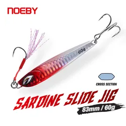 Noeby Sardine Slide Metal Jig 60g Long Casting Superb Jumping Spoon Sharp Hook Artificial Hard Bait Saltwater Fishing Lures