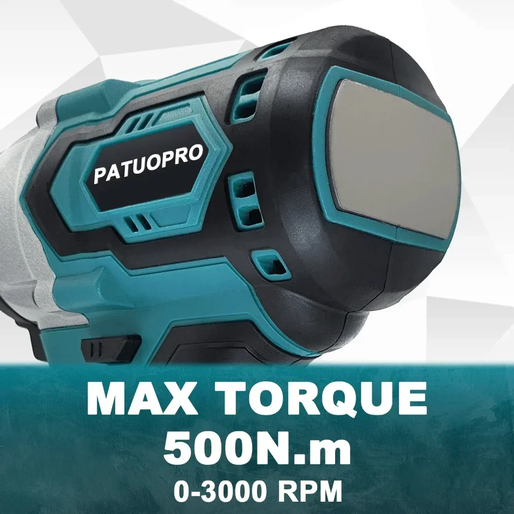 Imagem -05 - Chave de Impacto sem Escova Polegada Chave Elétrica Recarregável sem Fio Ferramenta Elétrica Doméstica para Makita 18v Bateria sem Bateria 500n.m