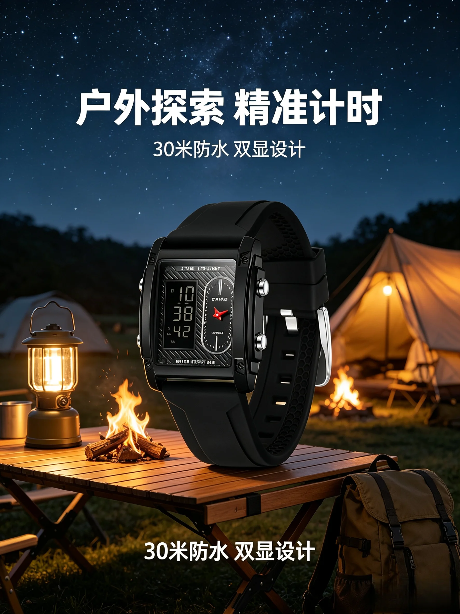 

Dual-display sports quartz watch with water-resistant chronograph – perfect for both sport and business