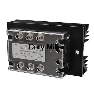 AC-AC 25A AC 90-280V/ AC 380V 3 Phase SSR Solid State Relay w Heat Sink