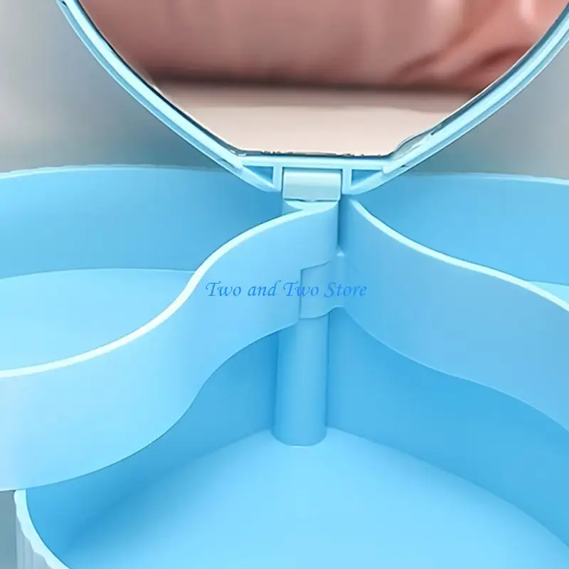 HX6F Functional Rotating Heart Jewelry Storage Box With Mirror And Separate Sections