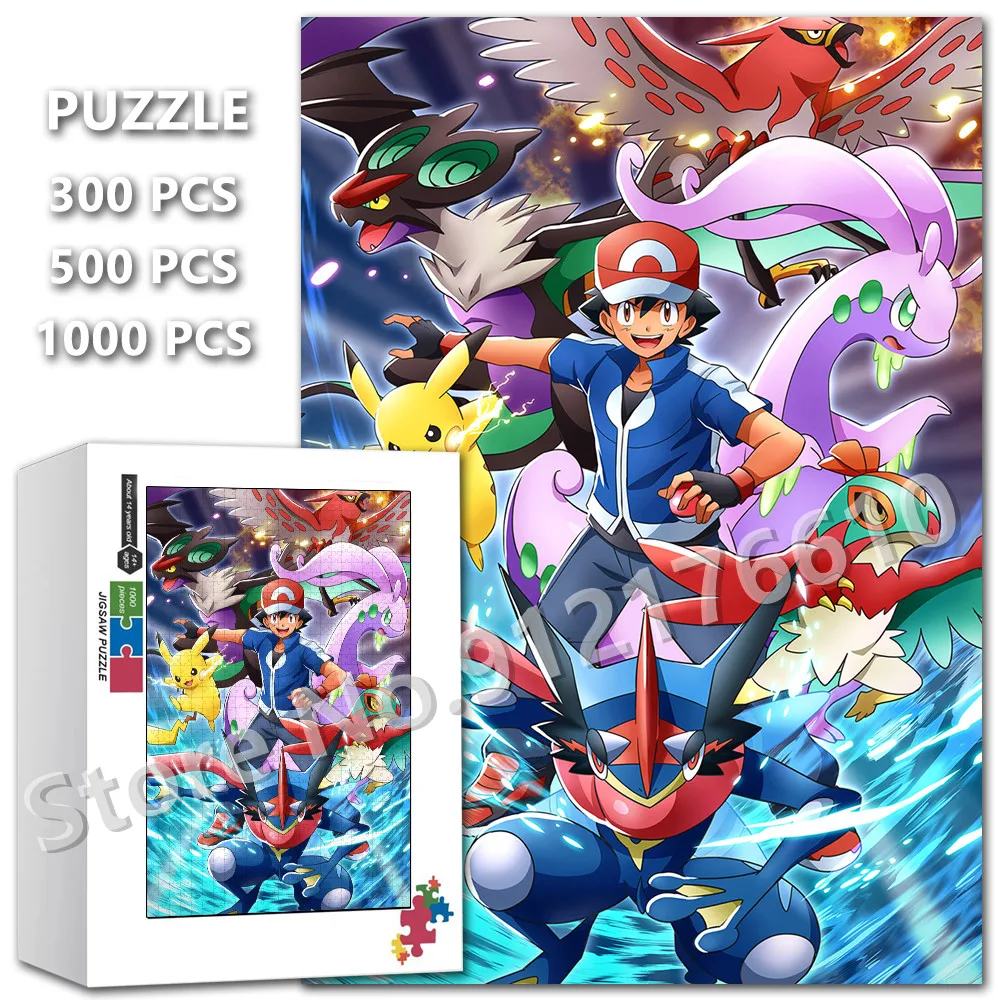 

Pokemon Anime Cartoon 300/500/1000 Pieces Jigsaw Puzzle Pikachu Nursery Kids Toys Education Decompression Puzzle Christmas Gifts