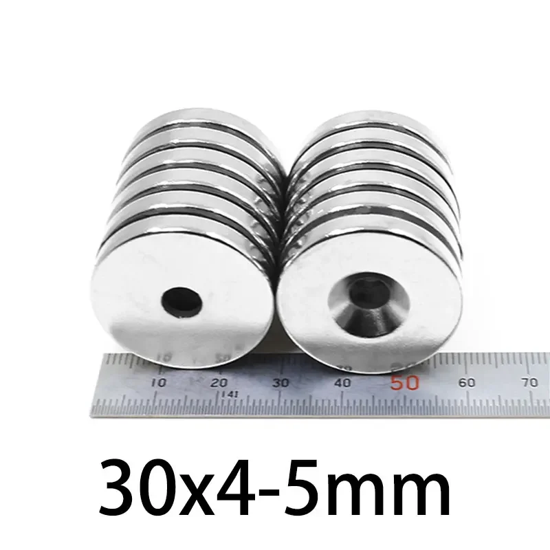 1/2/5/10/20PCS 30x4-5mm Round Rare Earth Neodymium Magnet 30*4 mm Hole 5mm 30x4 Disc Countersunk Strong Magnet 30x4-5mm 30*4-5