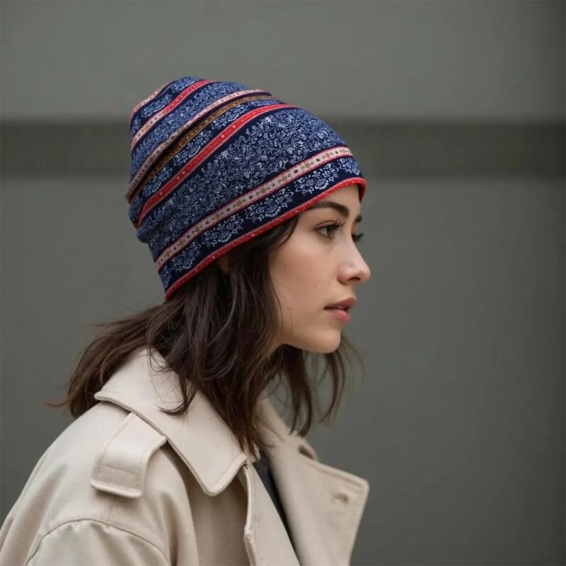 340D Fashionable Slouch Turban Hat for Women Multiuse Lace Headgear Hat with Bright Color Digital Printing Popular Headwrap