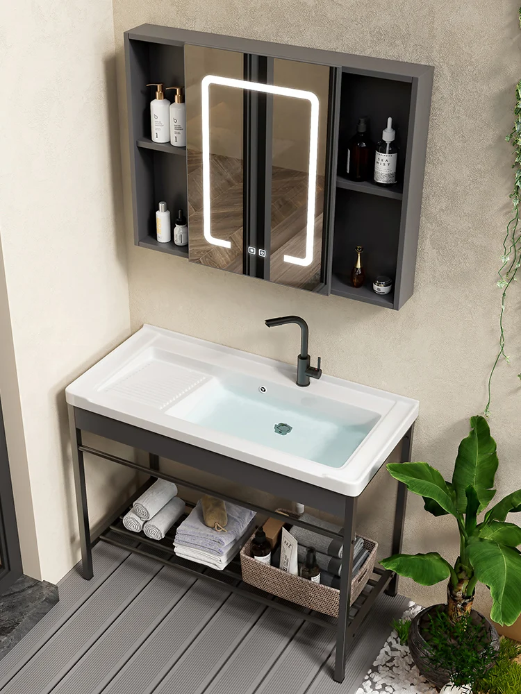 

Ceramic laundry basin Stainless steel bracket Basin Laundry pool with rubbing board Balcony wash basin Integrated laundry sink