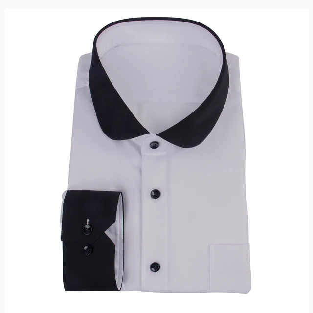 2022 Elegante Contrasterende Witte Shirts Zwarte Kraag Manchet Binnen Knoopsluiting Heren Designer Kleding Tailor Made Jurk Shirt Custom Made AliExpress