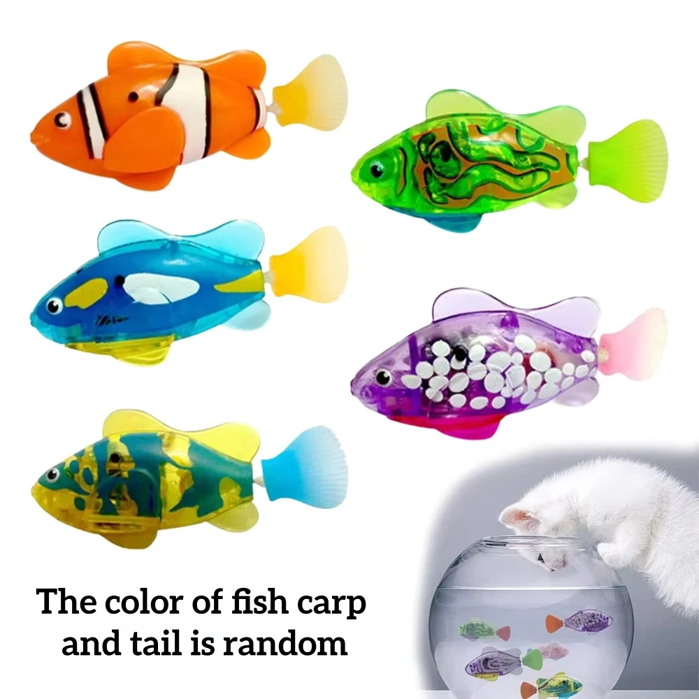 Brinquedo do gato led indutivo interativo natação robô peixes brinquedos brilhantes peixes elétricos estimular gatinho caça instinto produtos para animais de estimação