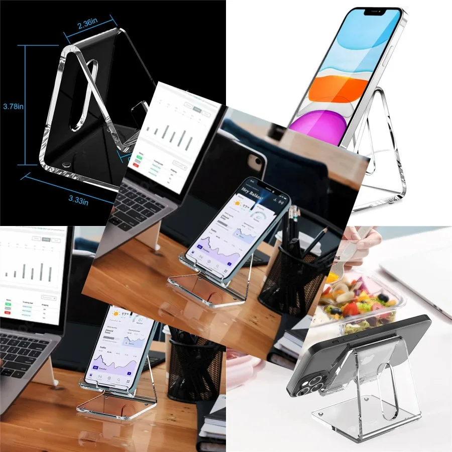 

Clear Acrylic Cell Phone Stand Desk Dock Holder for IPhone 14 13 Pro Samsung Universal Desktop Charger Support Telephone Mount