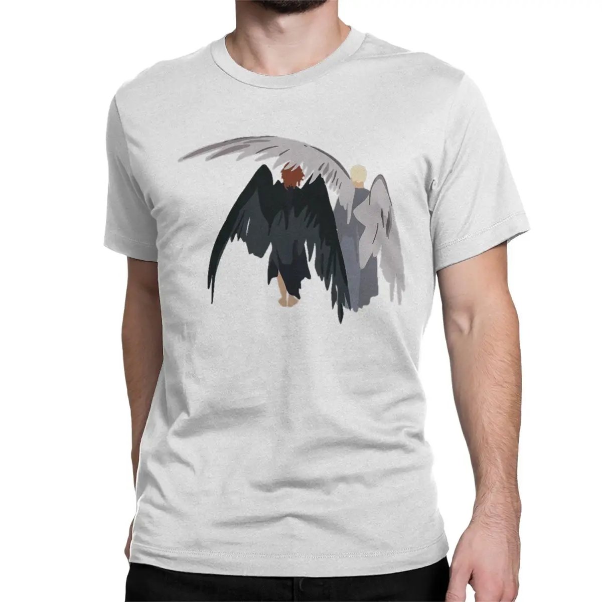 Good Omens Demon Angel for Men Women T Shirts Novelty Tee Shirt Short Sleeve Crew Neck T-Shirt Pure Cotton Summer Tops