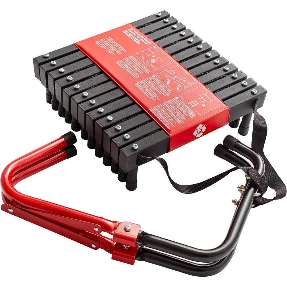 

Two-Story Fire Escape Ladder, 14 Feet, Steel, Anti-Slip, Black