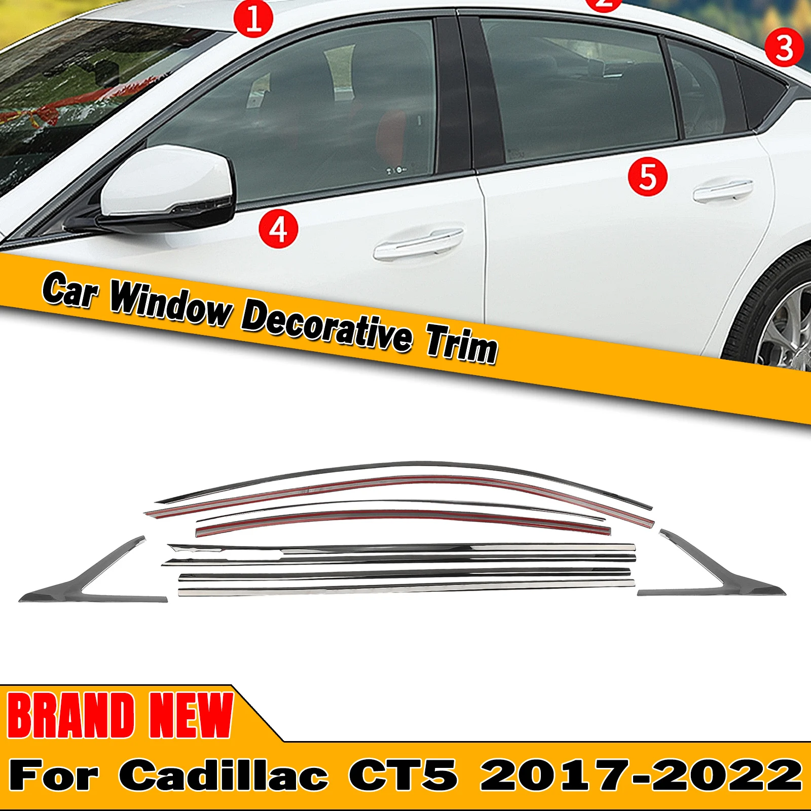 

Car Exterior Window Trim Weatherstrips Seal Strip Cover Molding Gasket For Cadillac CT5 2017 2018 2019 2020 2021 2022