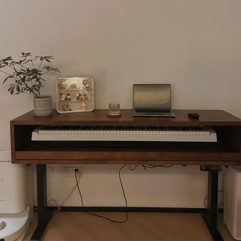 Solid wood lift electric piano table arrangement workbench, desk computer desk
